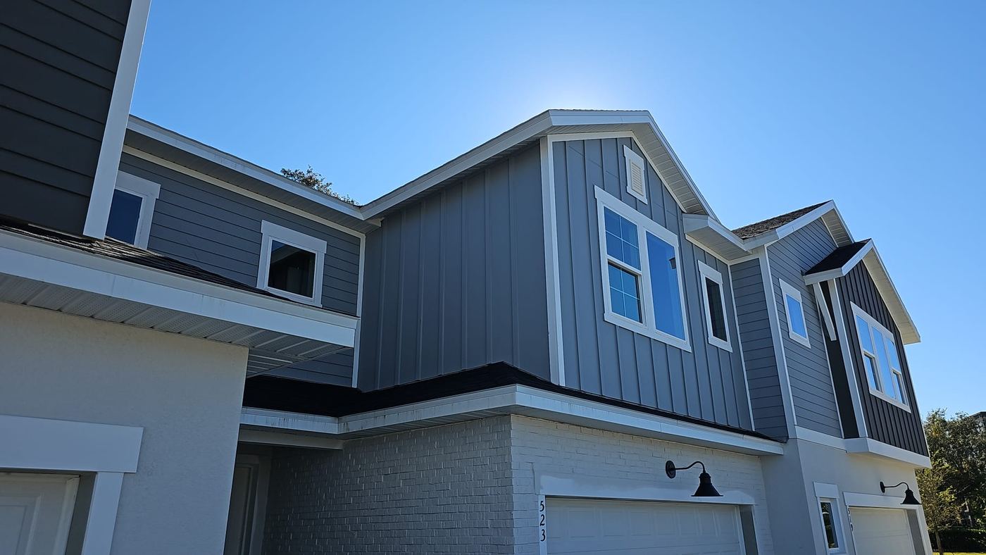 Townhomes with board and batten siding